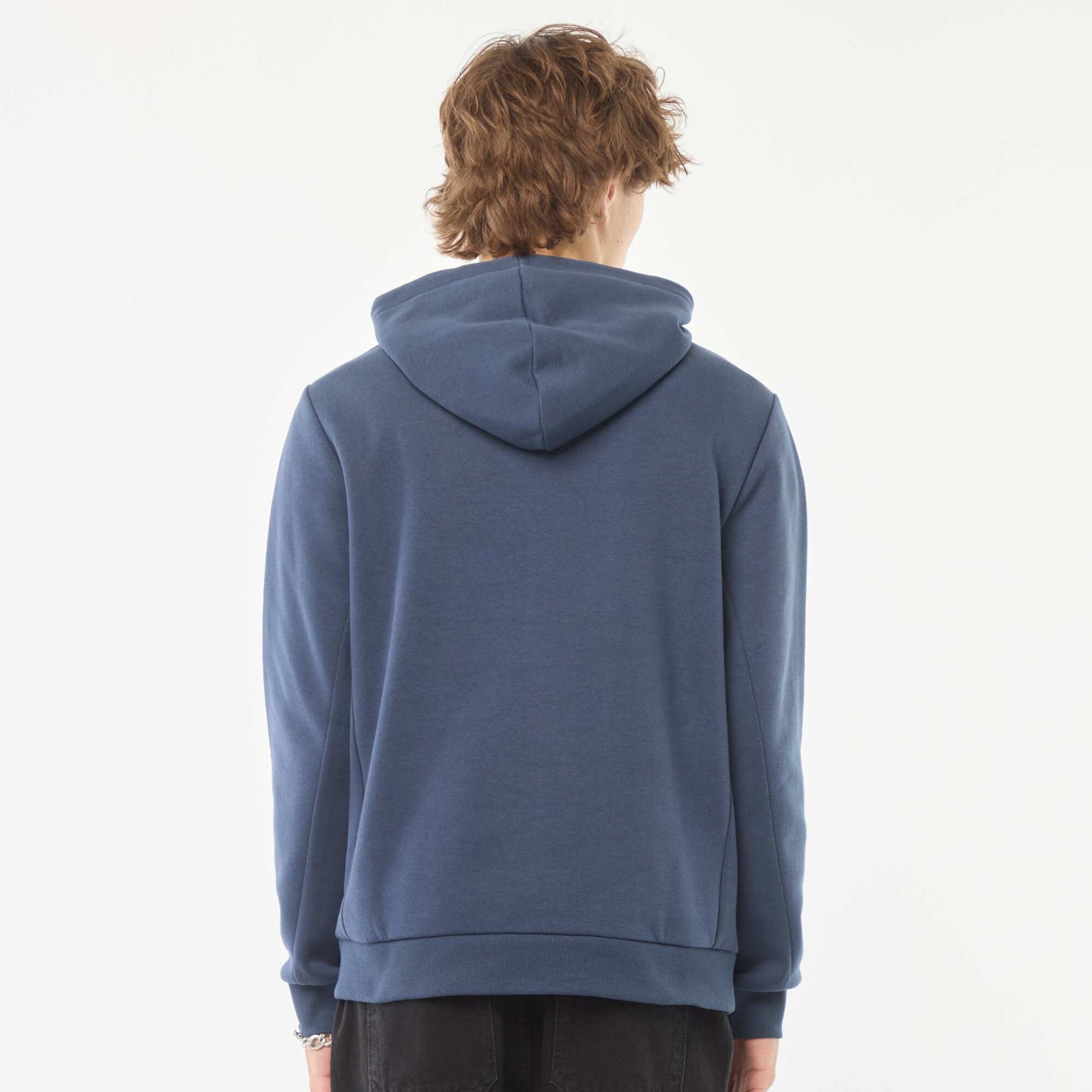Sweat en molleton imprimé à capuche BLEU
