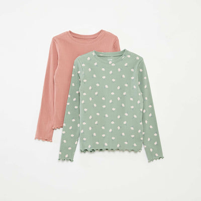 Lot de 2 t-shirts côtelés VERT