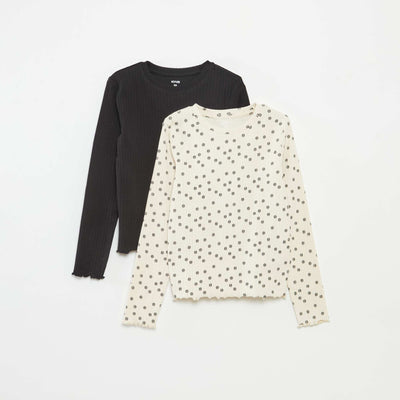 Lot de 2 t-shirts côtelés BEIGE