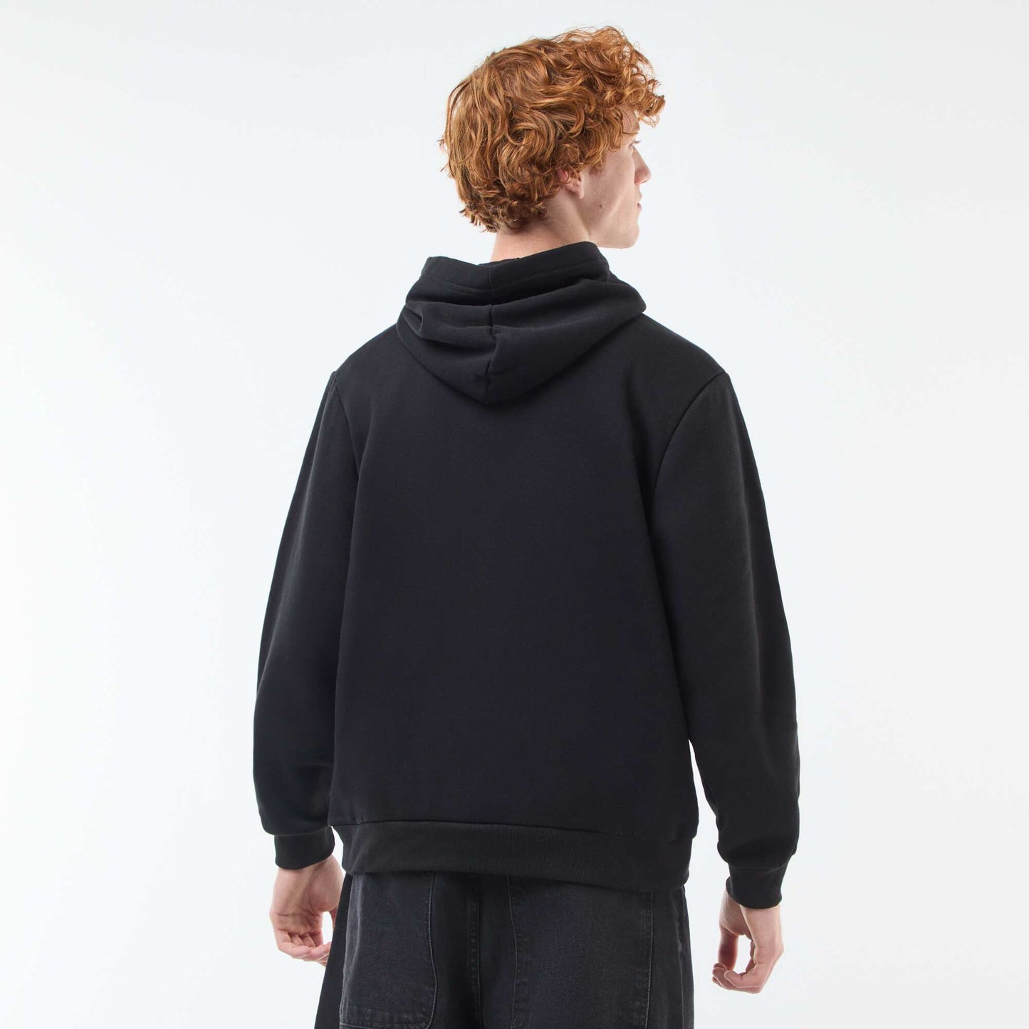 Sweat imprimé fantaisie en coton uni NOIR
