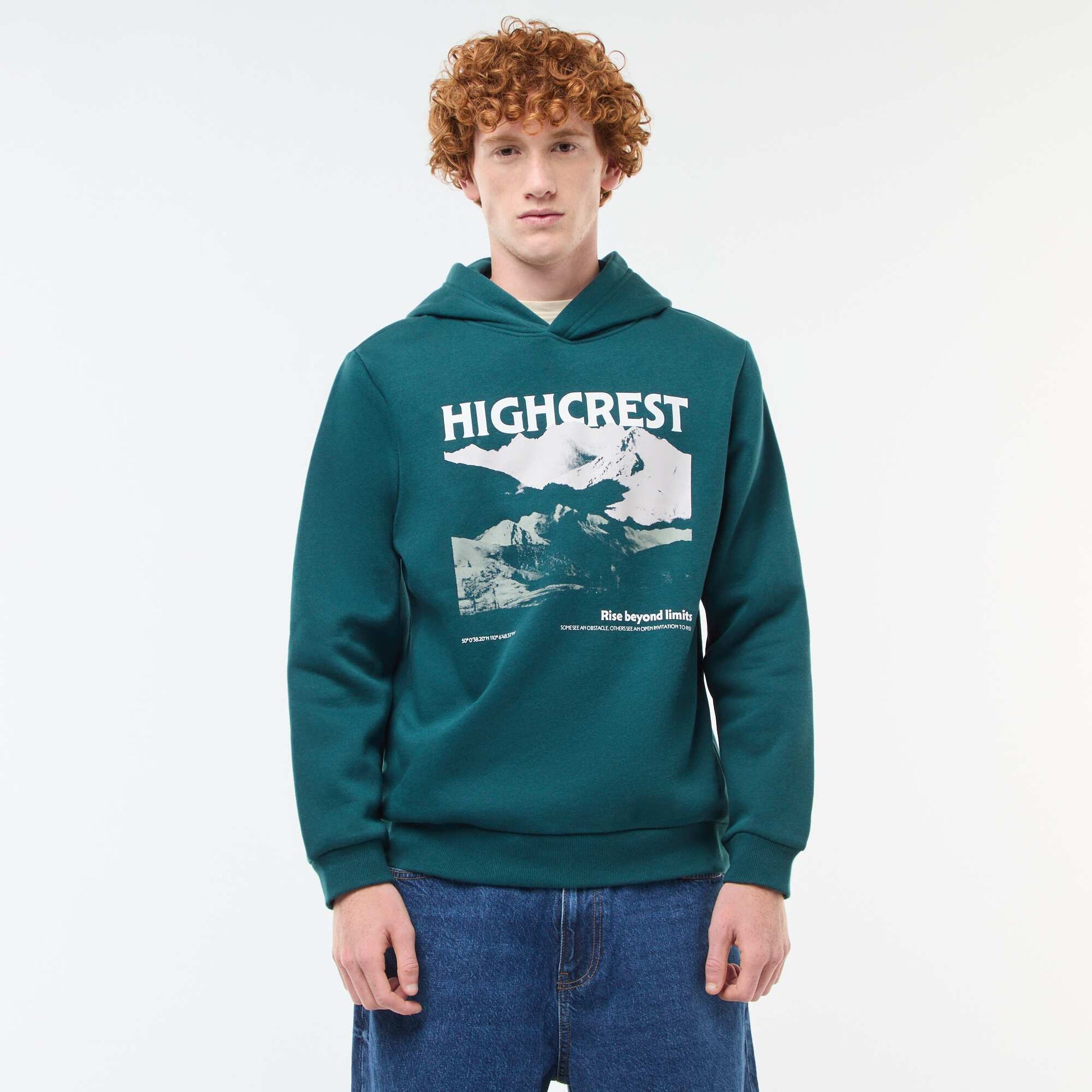 Sweat imprimé fantaisie en coton uni VERT