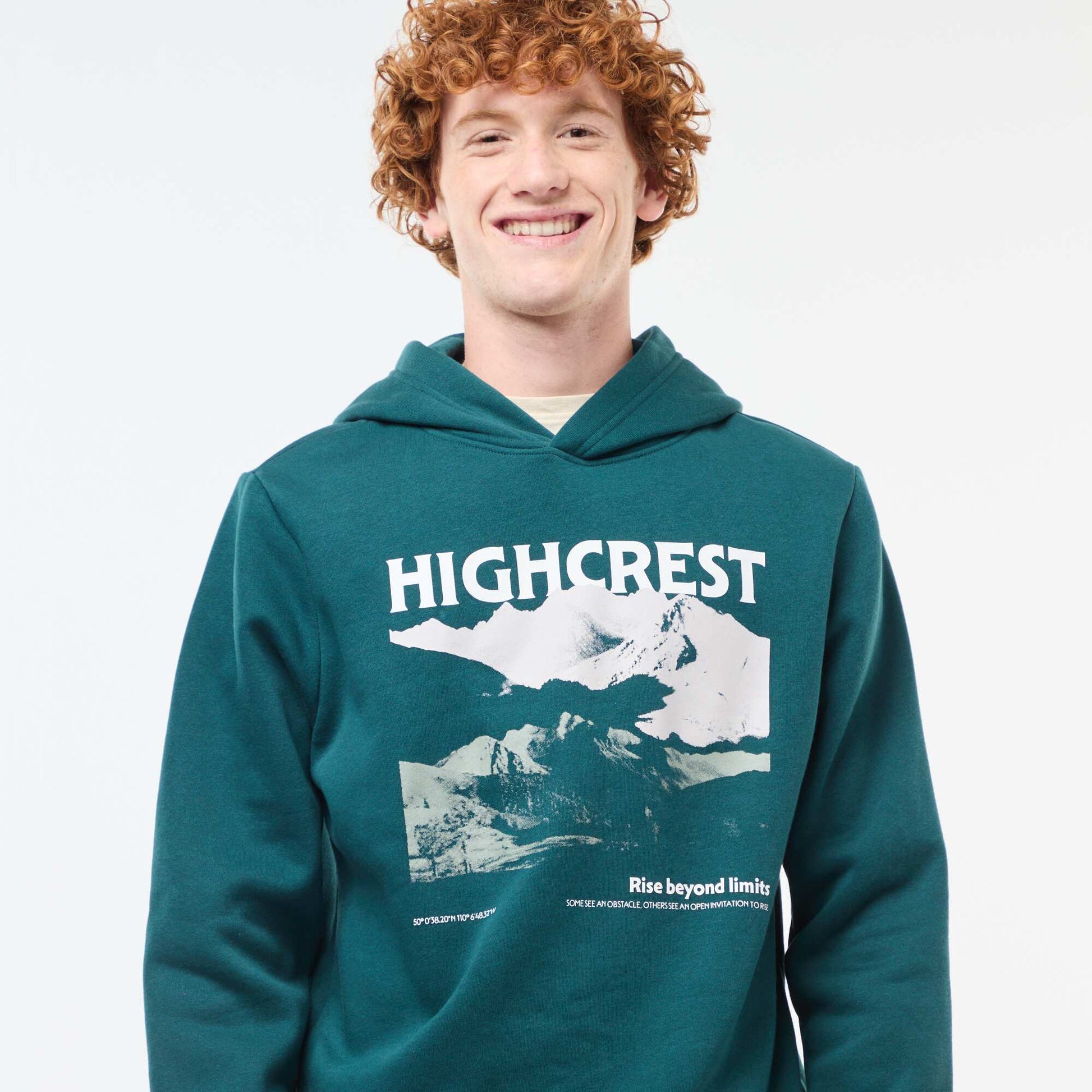 Sweat imprimé fantaisie en coton uni VERT