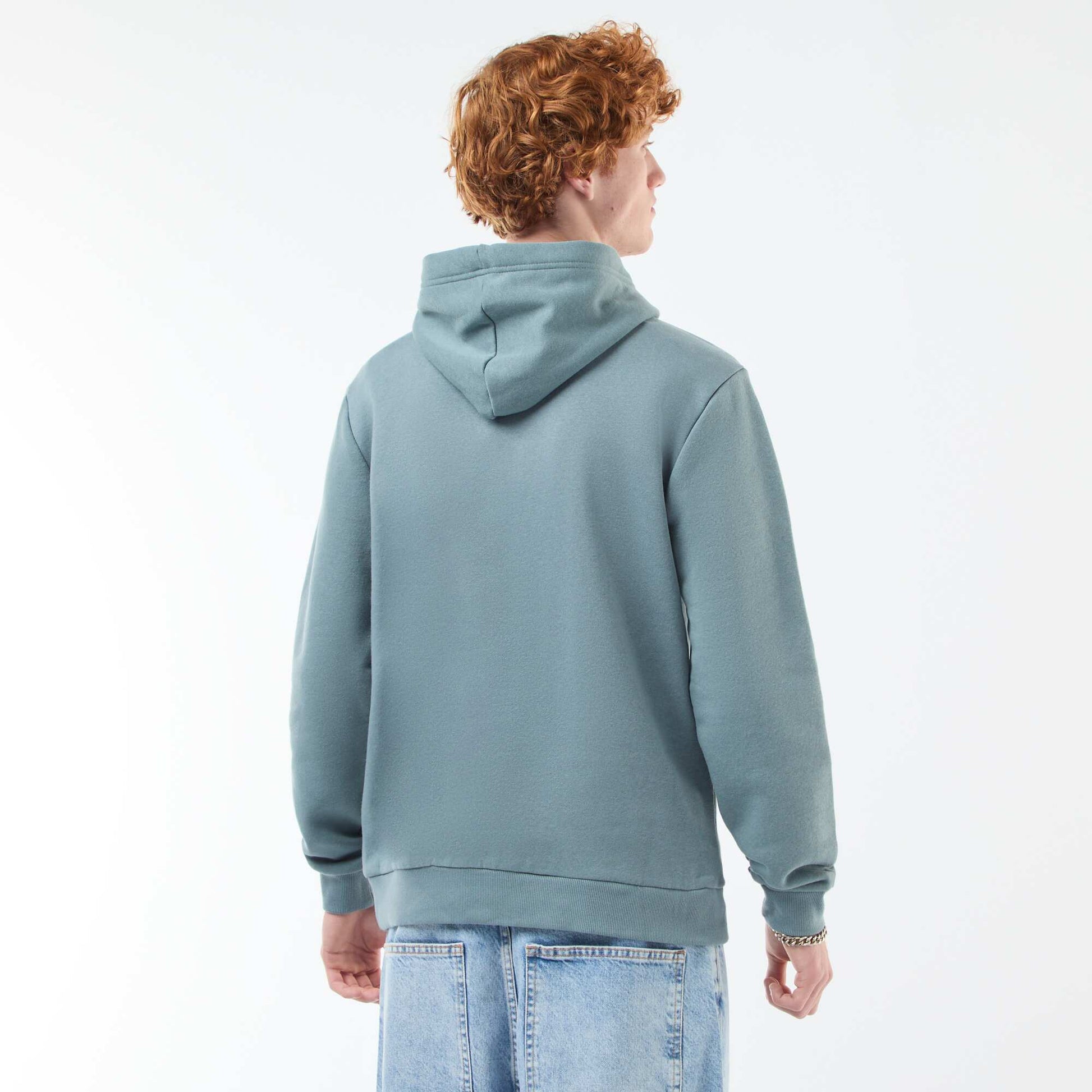 Sweat imprimé fantaisie en coton uni BLEU