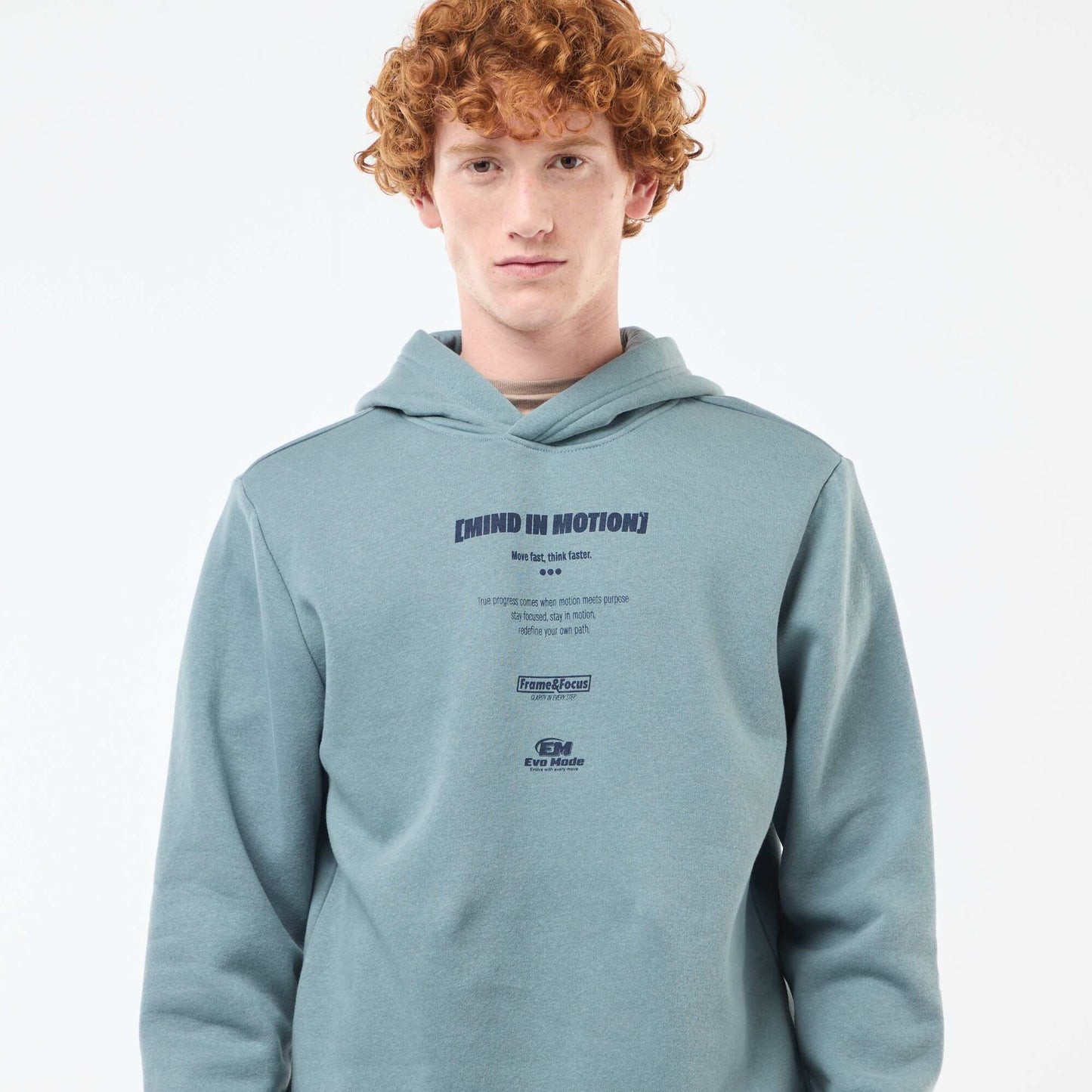 Sweat imprimé fantaisie en coton uni BLEU