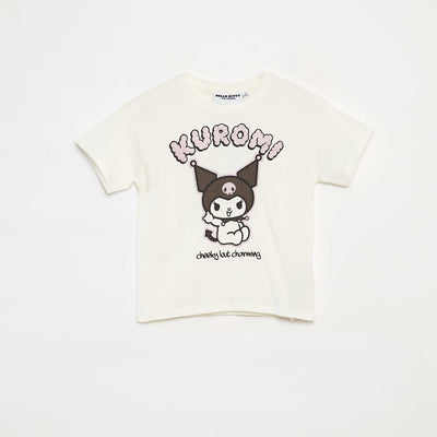 T-shirt à manches courtes 'Kuromi' 'Hello Kitty' BLANC