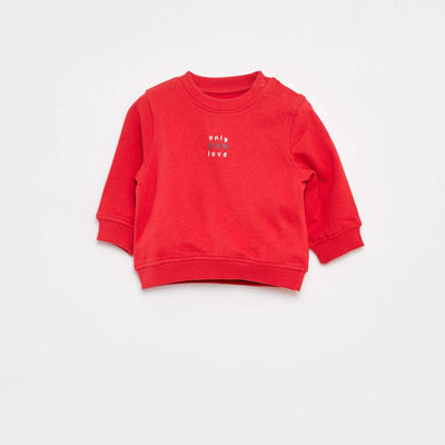 Sweat à manches longues avec imprimé ROUGE