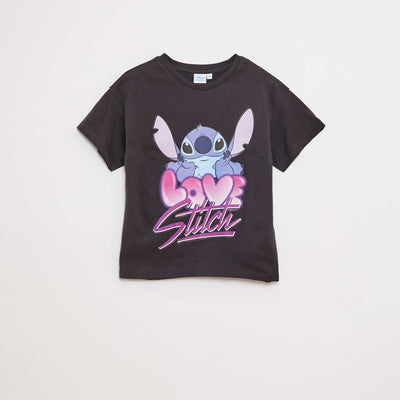 T-shirt 'Stitch' 'Disney' manches courtes NOIR