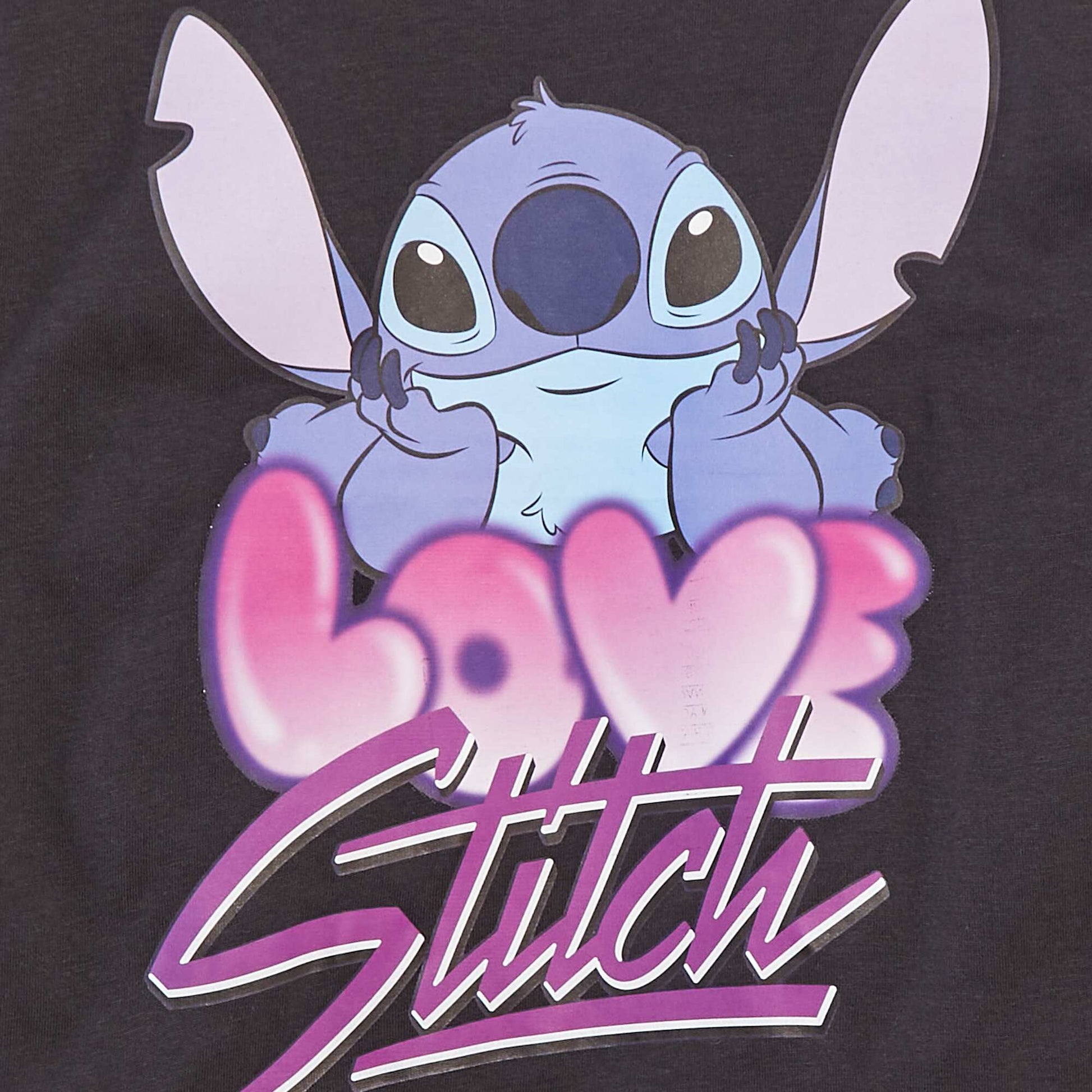T-shirt 'Stitch' 'Disney' manches courtes NOIR