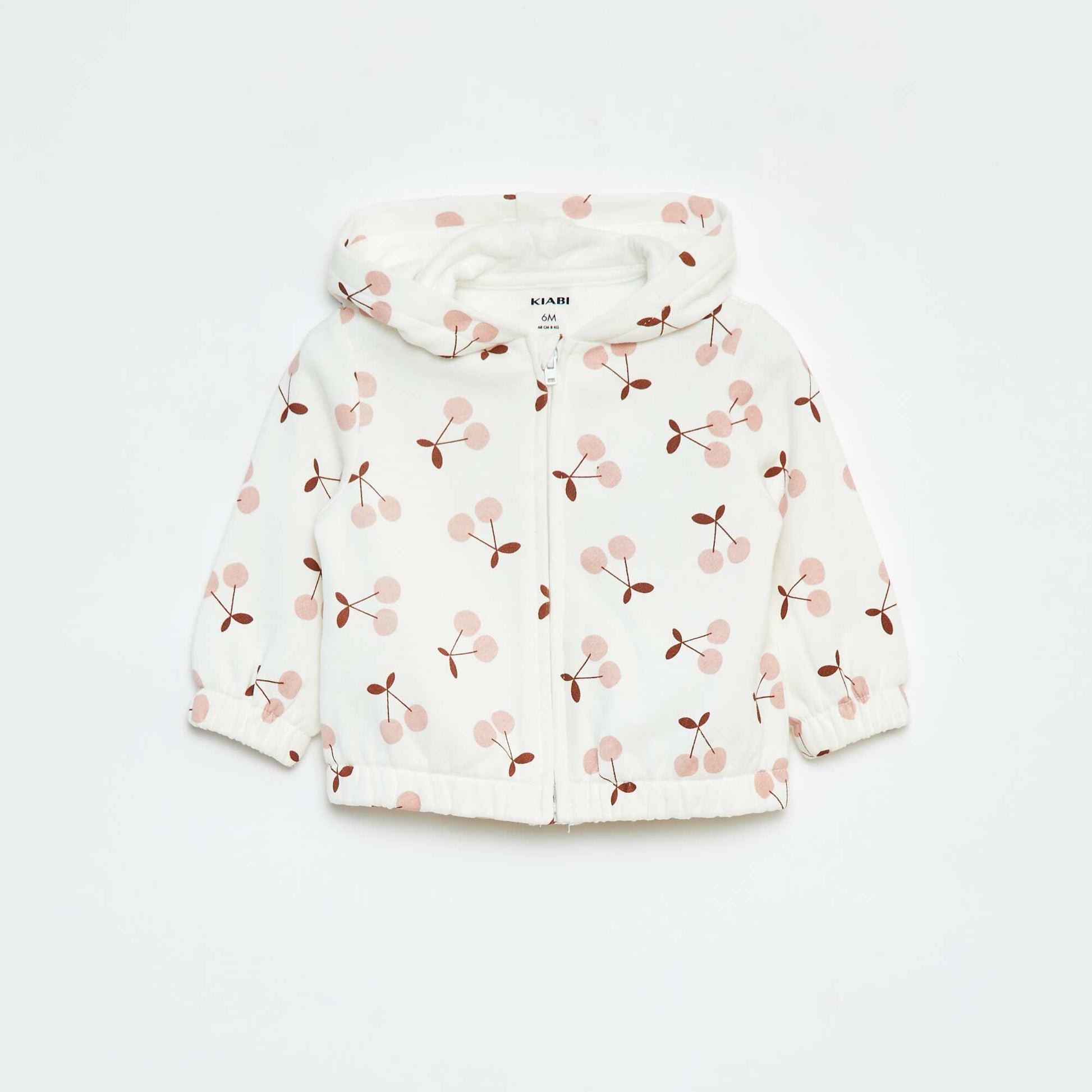 Sweat zippé à motif et à capuche BLANC