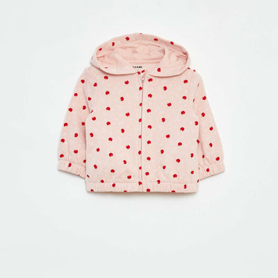 Sweat zippé à motif et à capuche ROSE