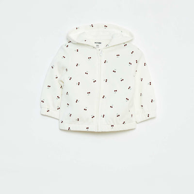 Sweat zippé à motif et à capuche BLANC