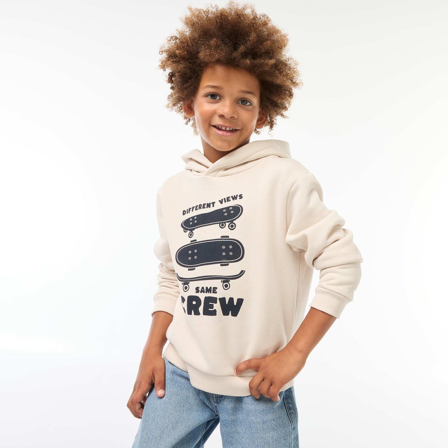 Sweat à capuche en molleton BEIGE