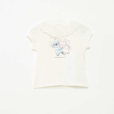 T-shirt à broderie anglaise 'Stitch' BLANC