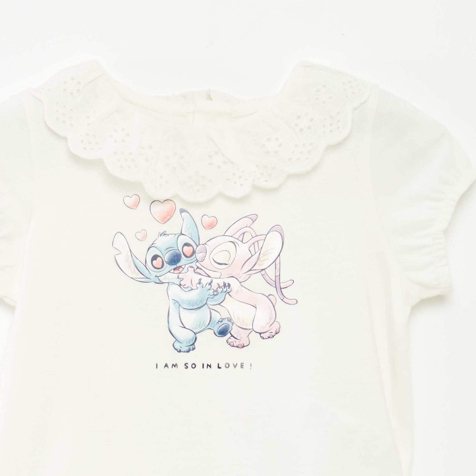 T-shirt à broderie anglaise 'Stitch' BLANC