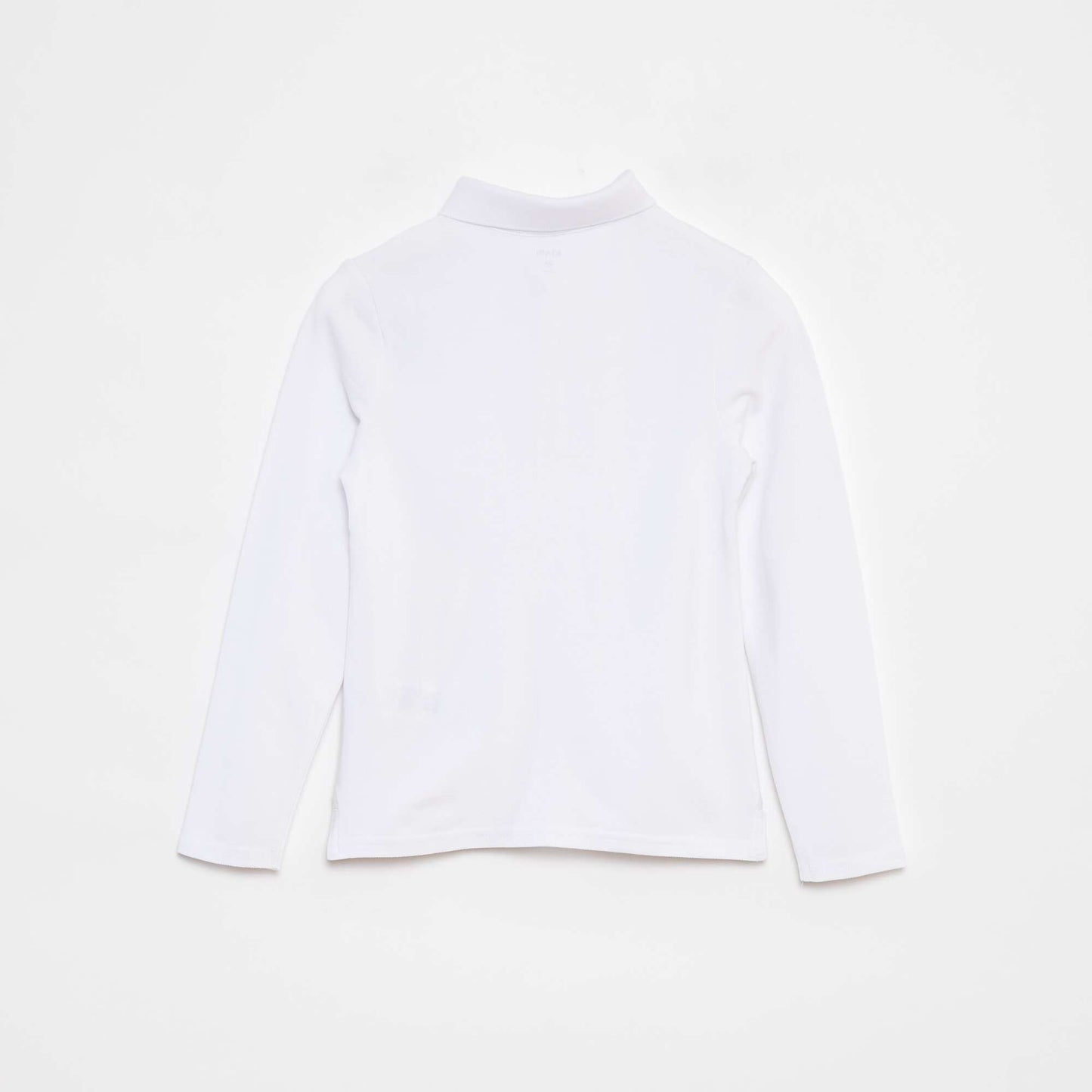 Polo en piqué de coton à manches longues BLANC