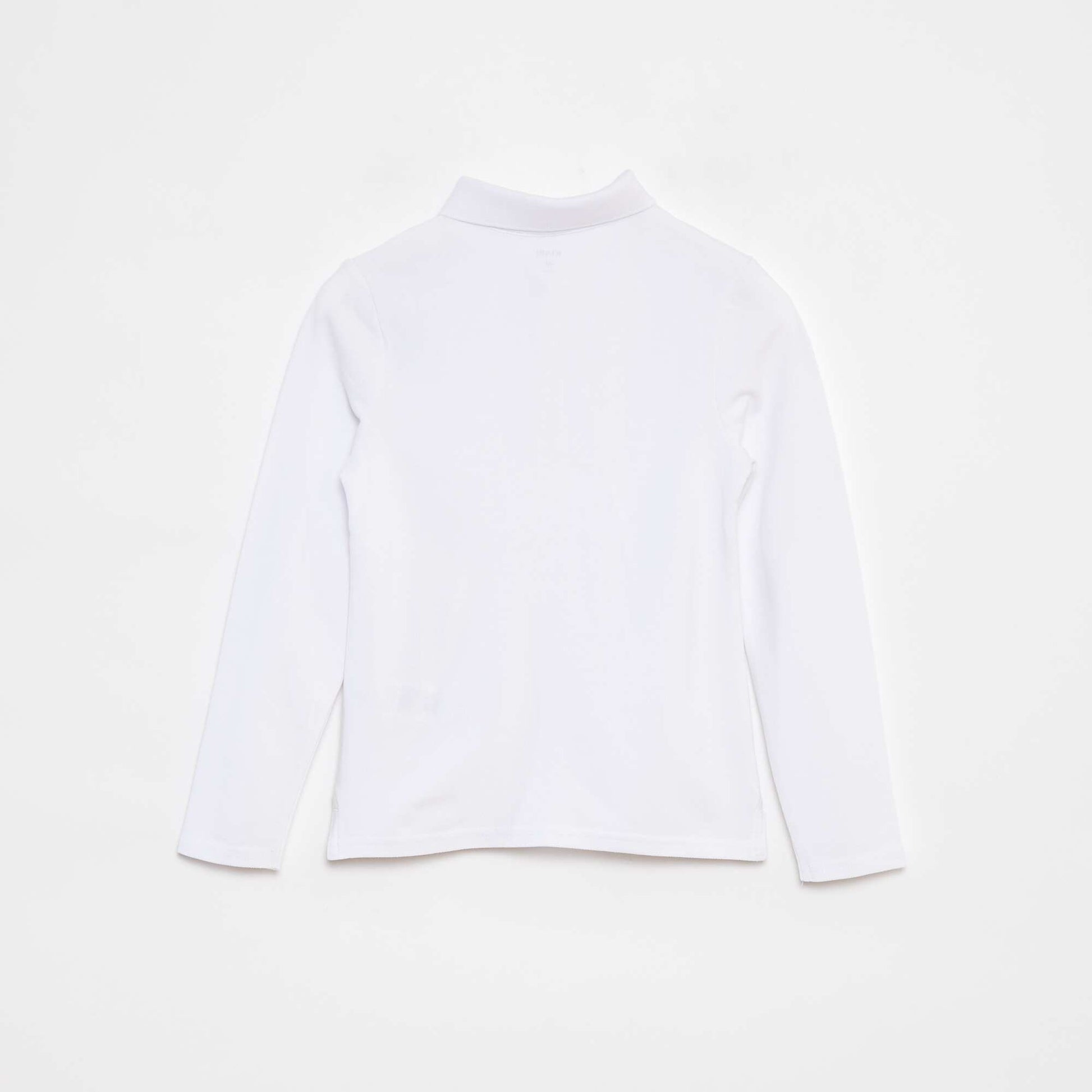Polo en piqué de coton à manches longues BLANC