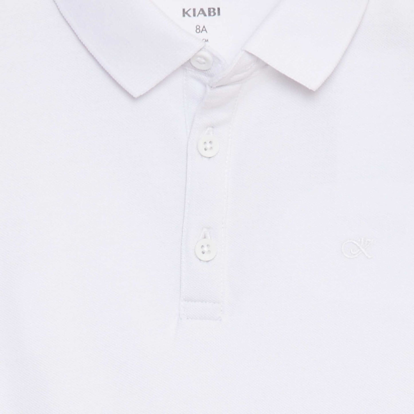 Polo en piqué de coton à manches longues BLANC