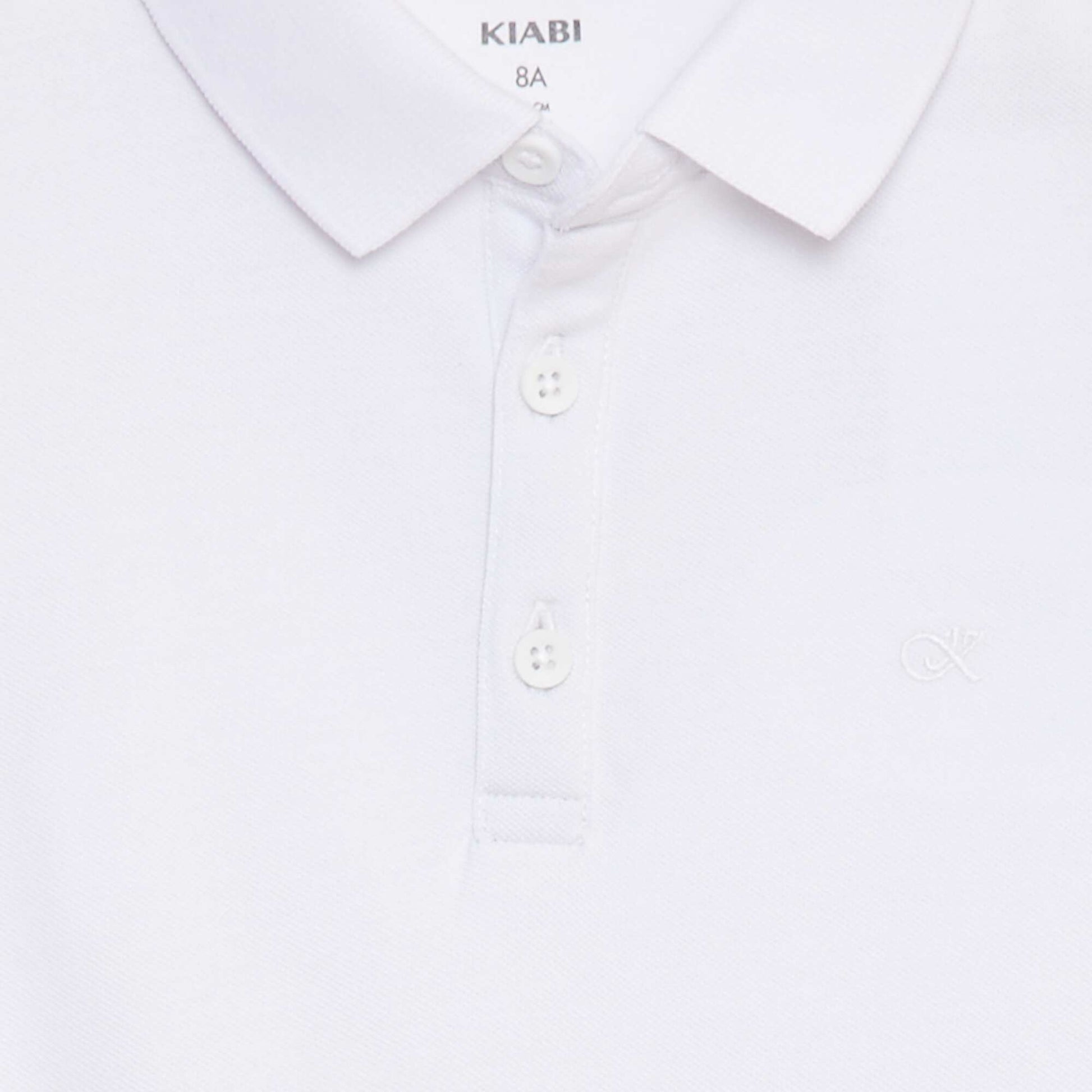 Polo en piqué de coton à manches longues BLANC
