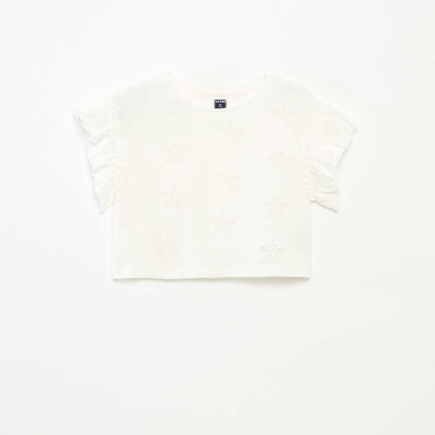 T-shirt avec broderies fleurs BLANC
