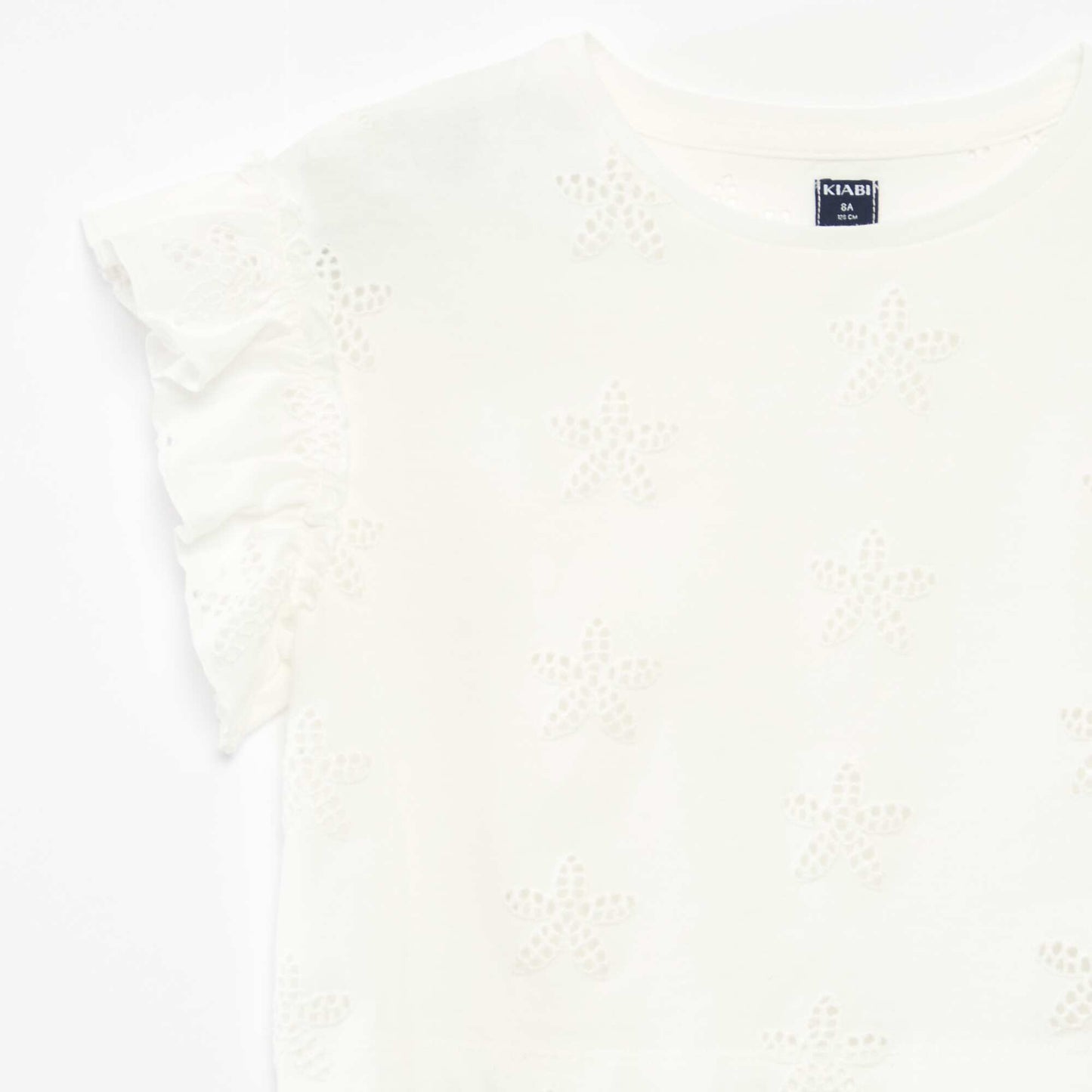 T-shirt avec broderies fleurs BLANC