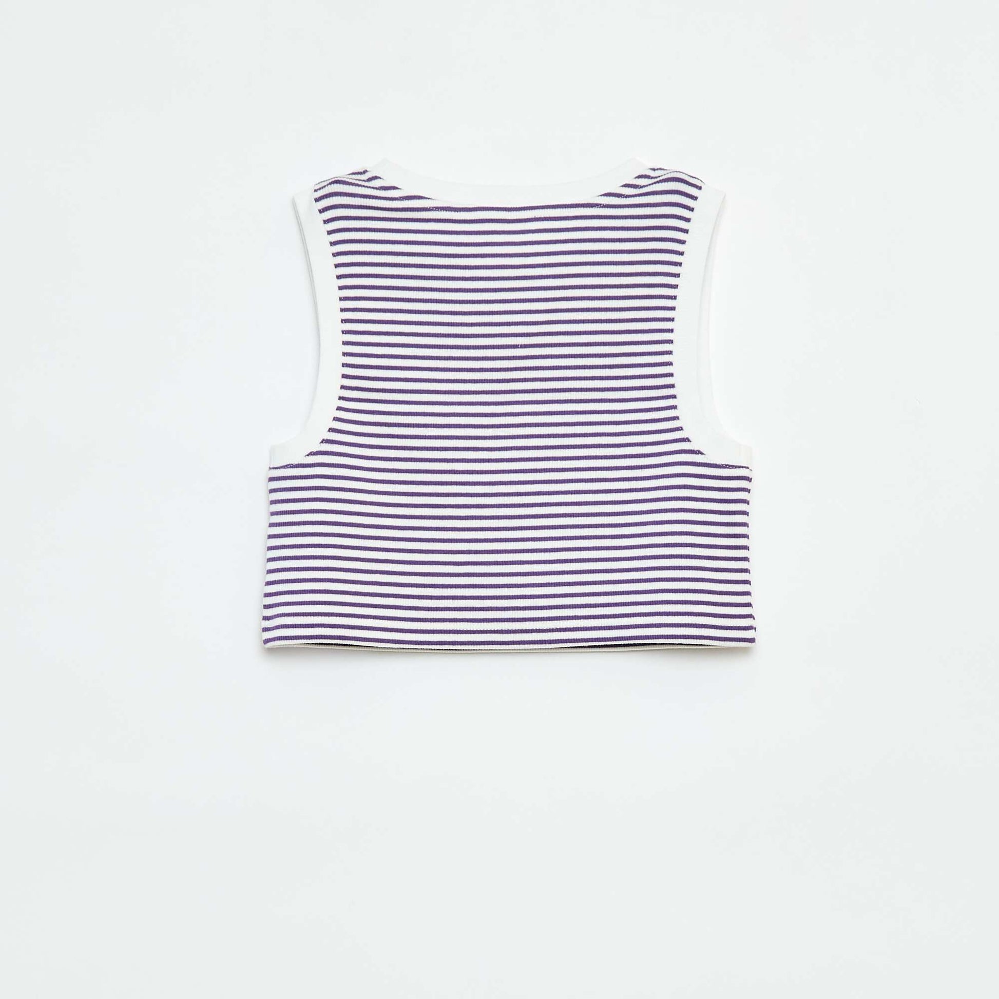 Débardeur fines côtes à rayures VIOLET