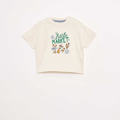 T-shirt imprimé poitrine & dos BLANC
