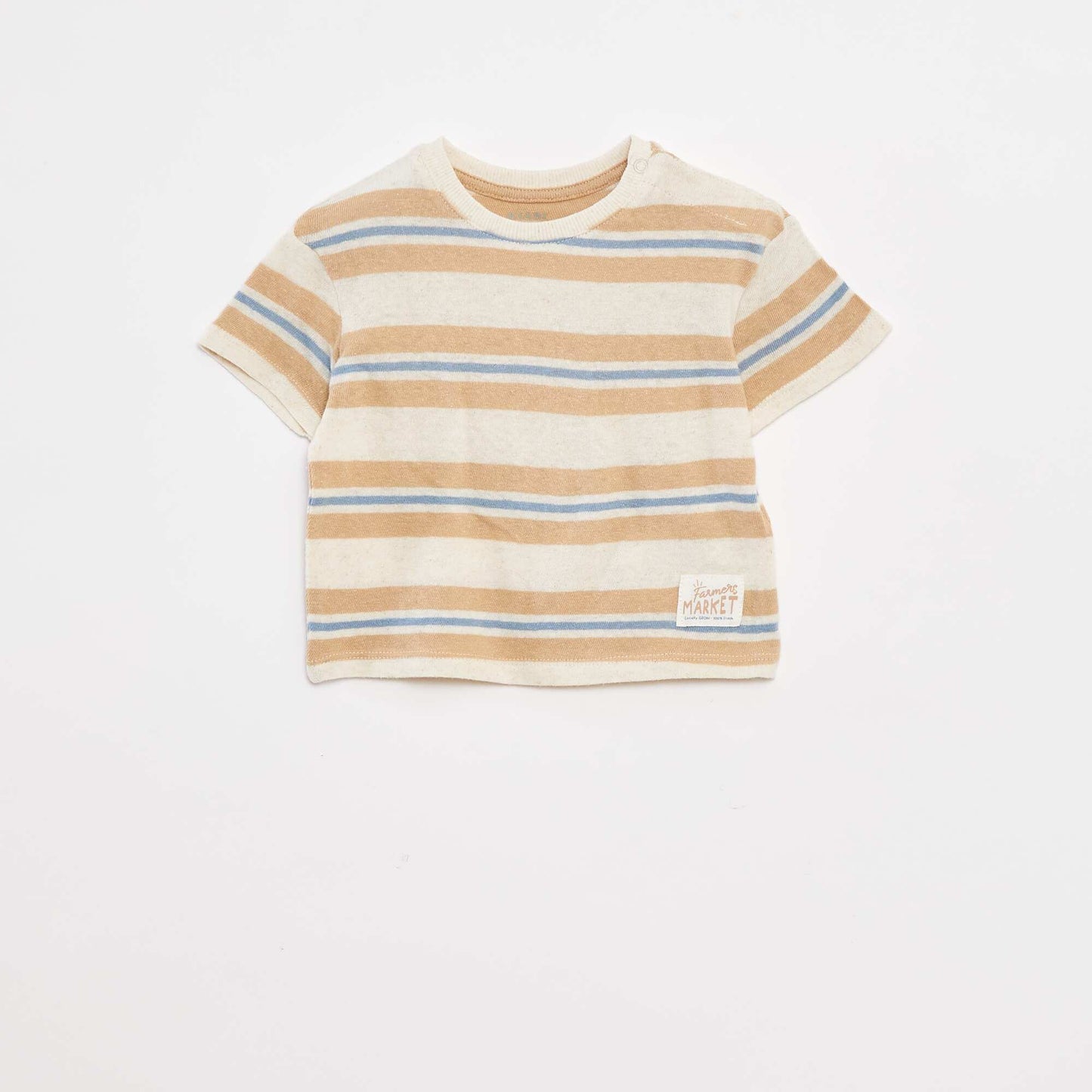T-shirt en lin mélangé avec rayures BLANC