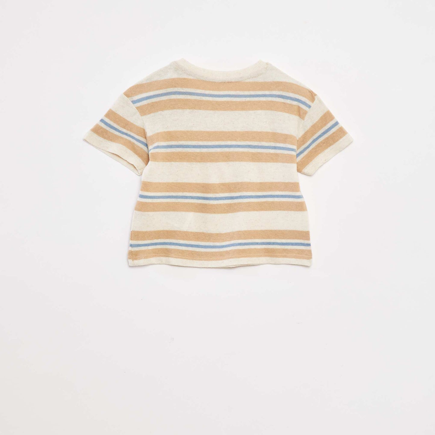 T-shirt en lin mélangé avec rayures BLANC