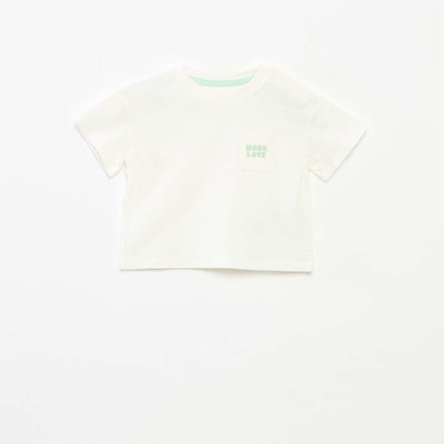 T-shirt en maille gaufrée BLANC