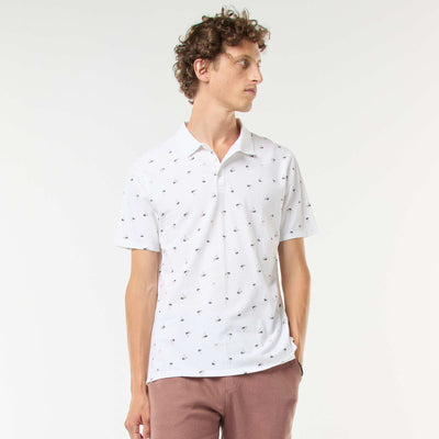 Polo en maille piquée avec motif all-over BLANC