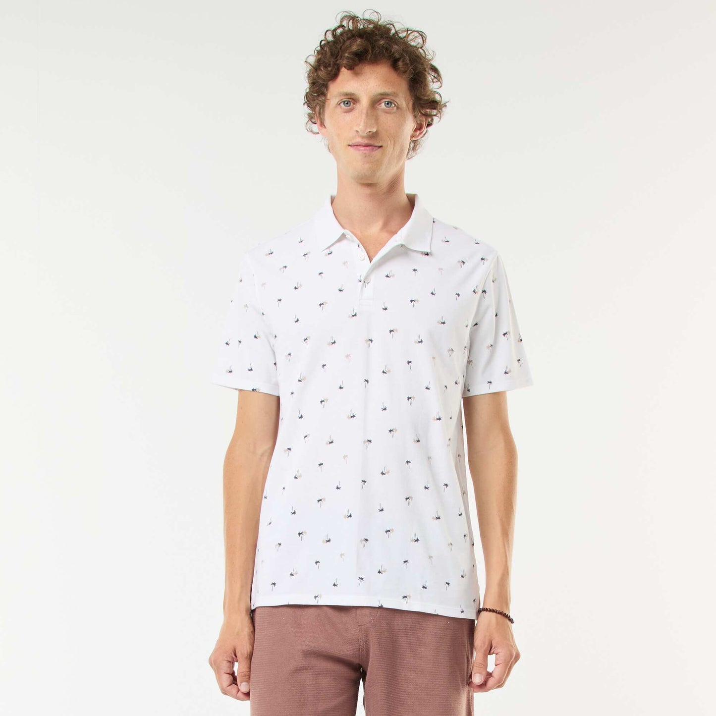 Polo en maille piquée avec motif all-over BLANC