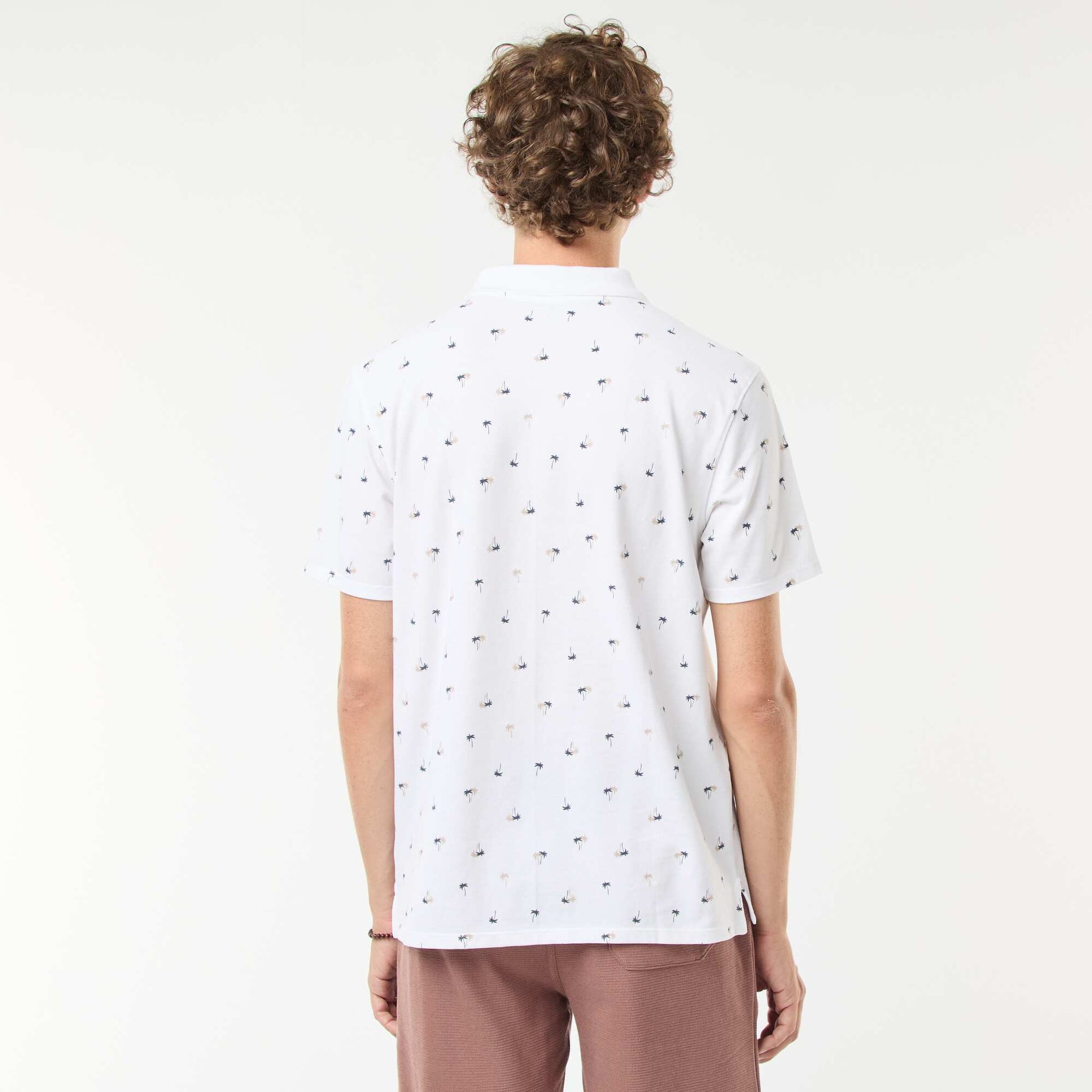 Polo en maille piquée avec motif all-over BLANC