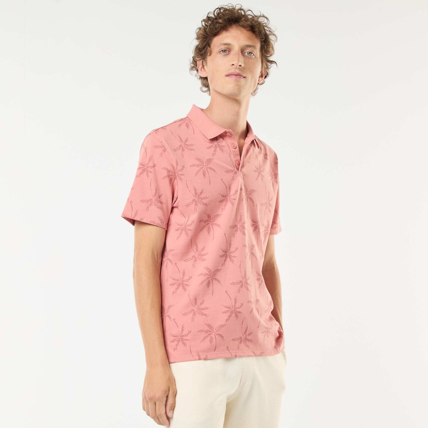 Polo en maille piquée avec motif all-over ROSE