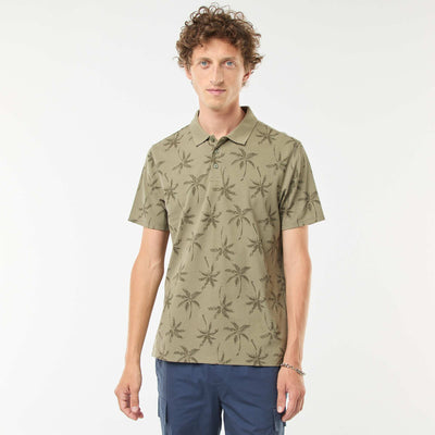 Polo en maille piquée avec motif all-over VERT