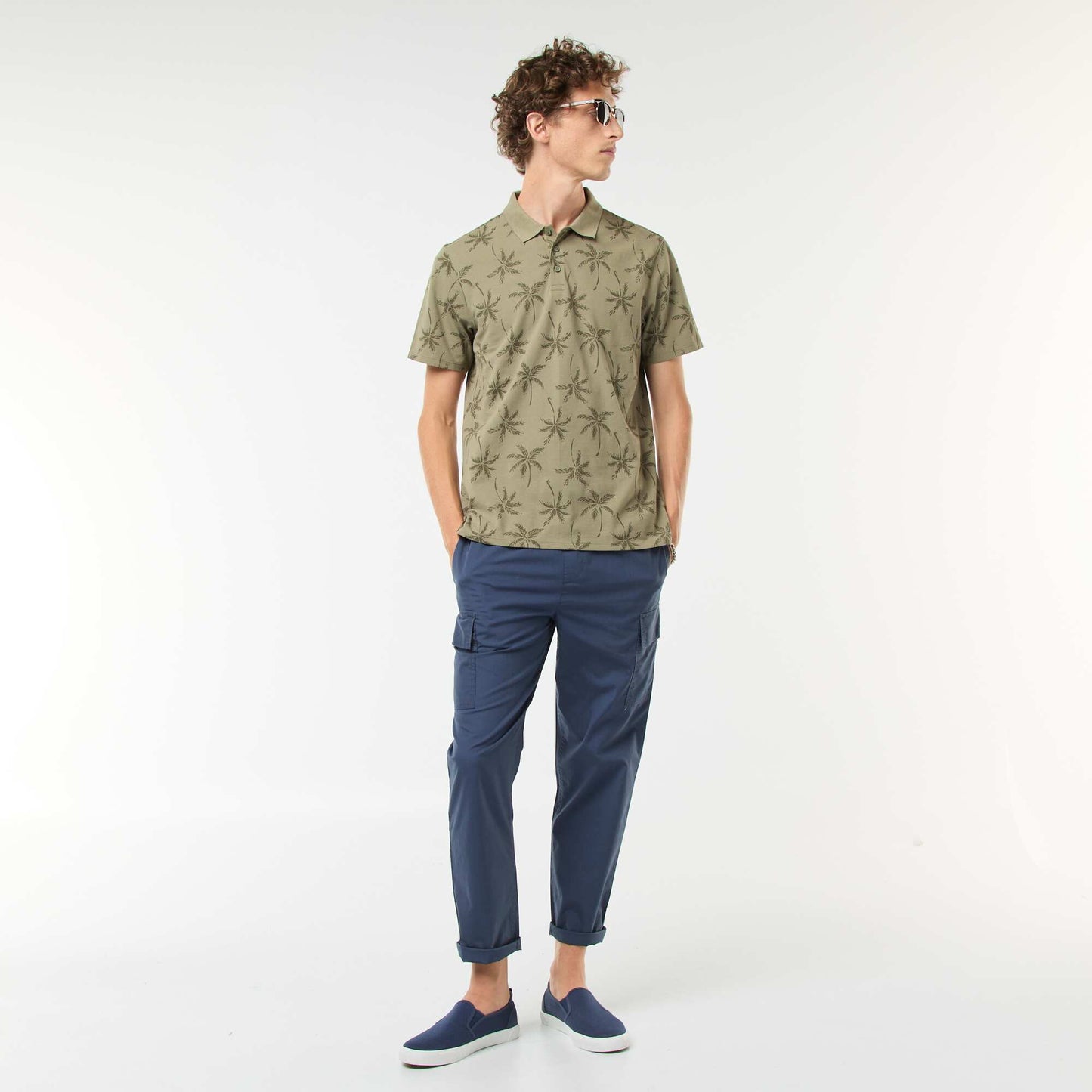 Polo en maille piquée avec motif all-over VERT