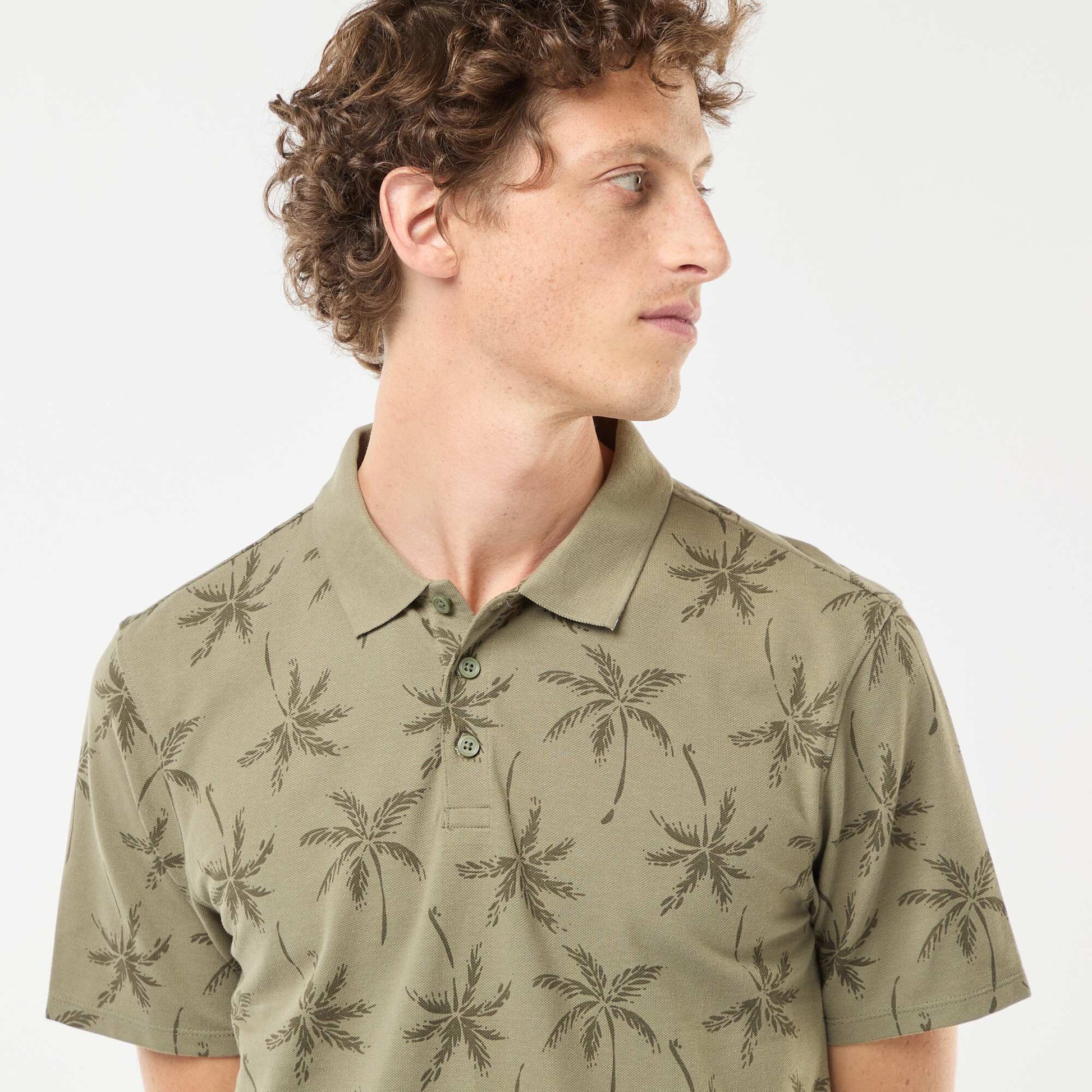 Polo en maille piquée avec motif all-over VERT