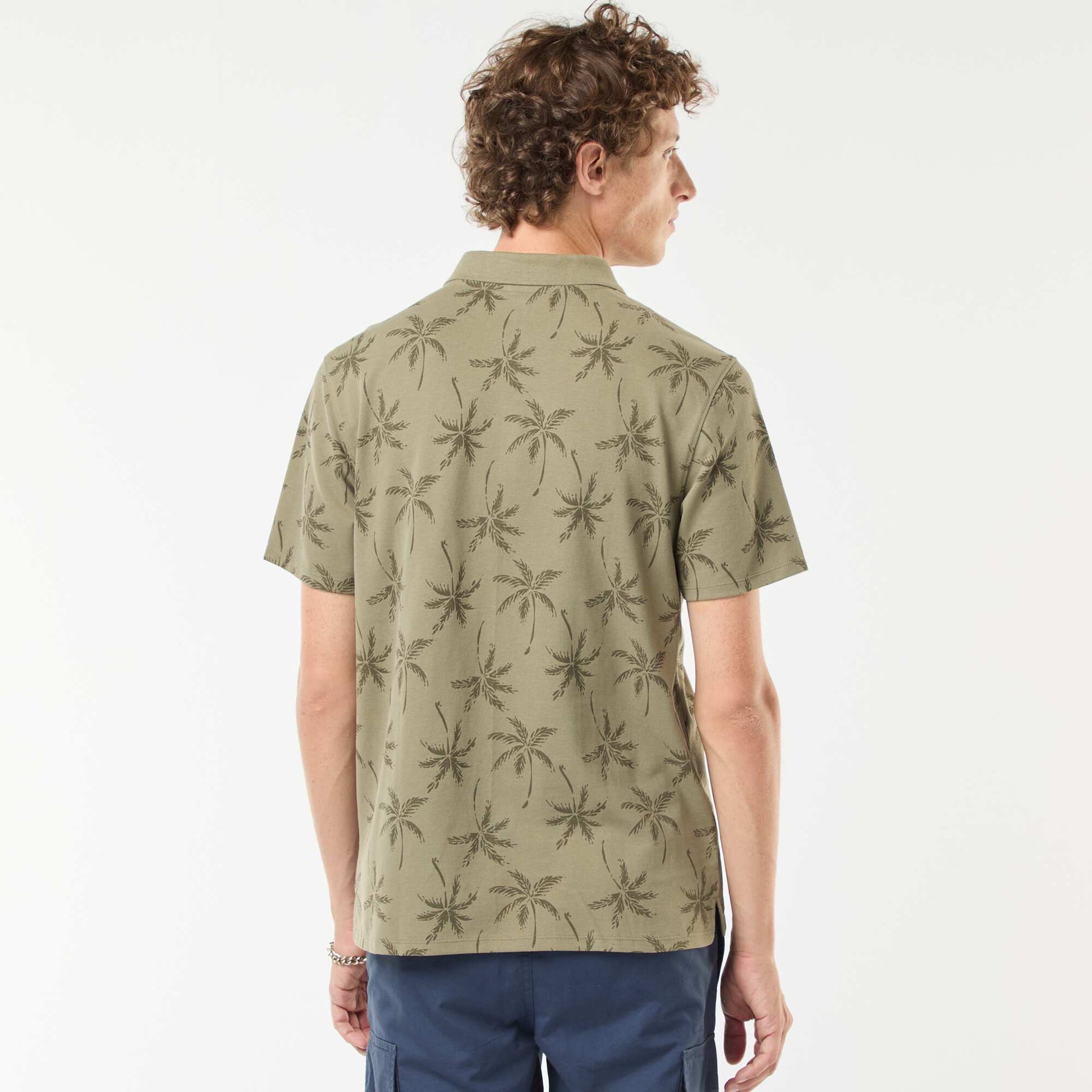 Polo en maille piquée avec motif all-over VERT