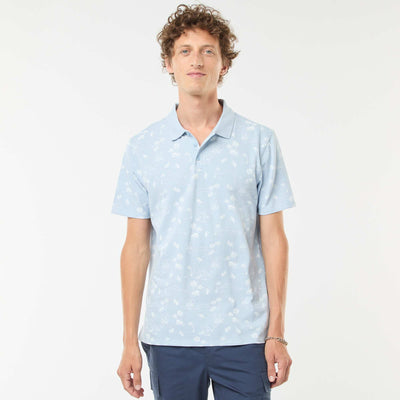 Polo en maille piquée avec motif all-over BLEU