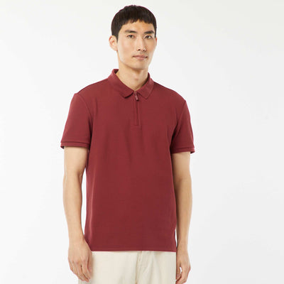 Polo en nid d'abeilles et col zippé ROUGE