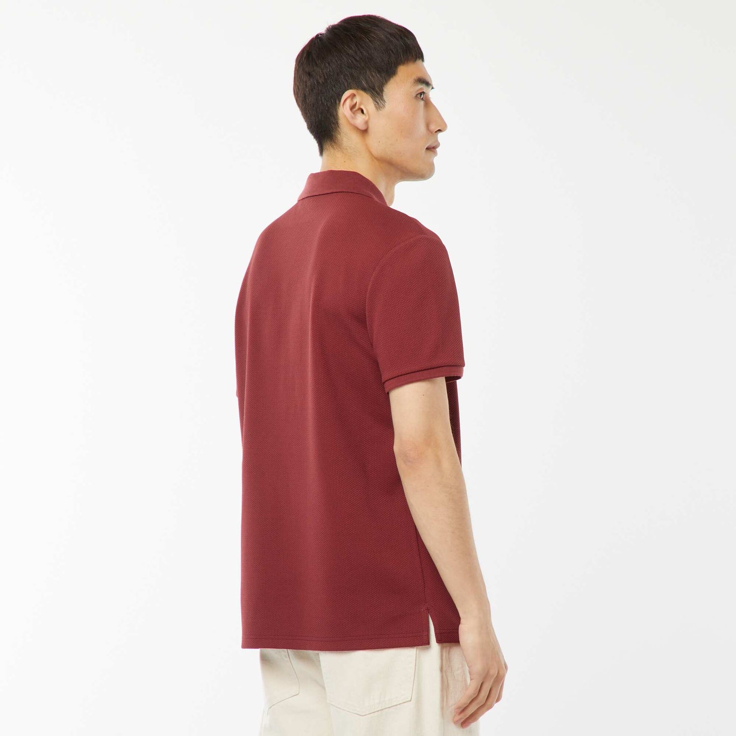 Polo en nid d'abeilles et col zippé ROUGE
