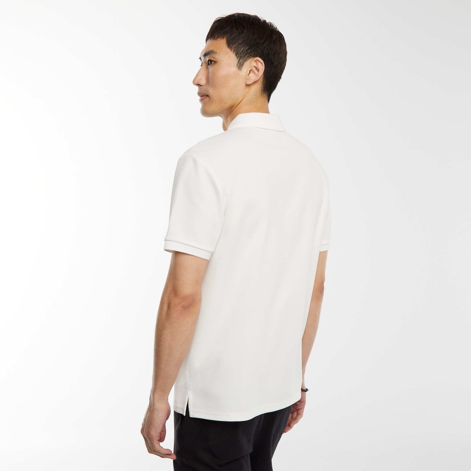 Polo en nid d'abeilles et col zippé BLANC