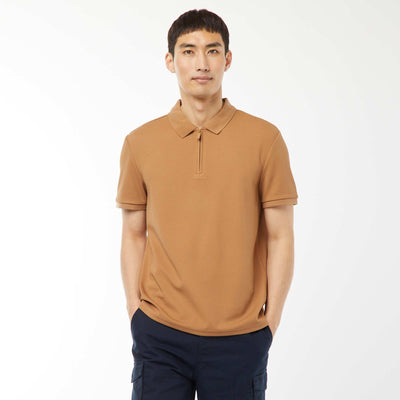 Polo en nid d'abeilles et col zippé BEIGE