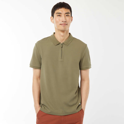 Polo en nid d'abeilles et col zippé VERT