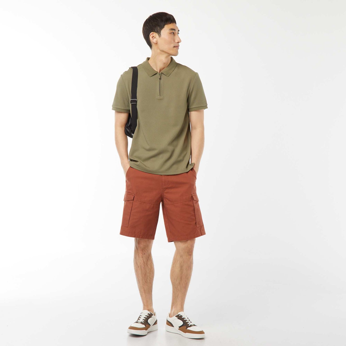 Polo en nid d'abeilles et col zippé VERT