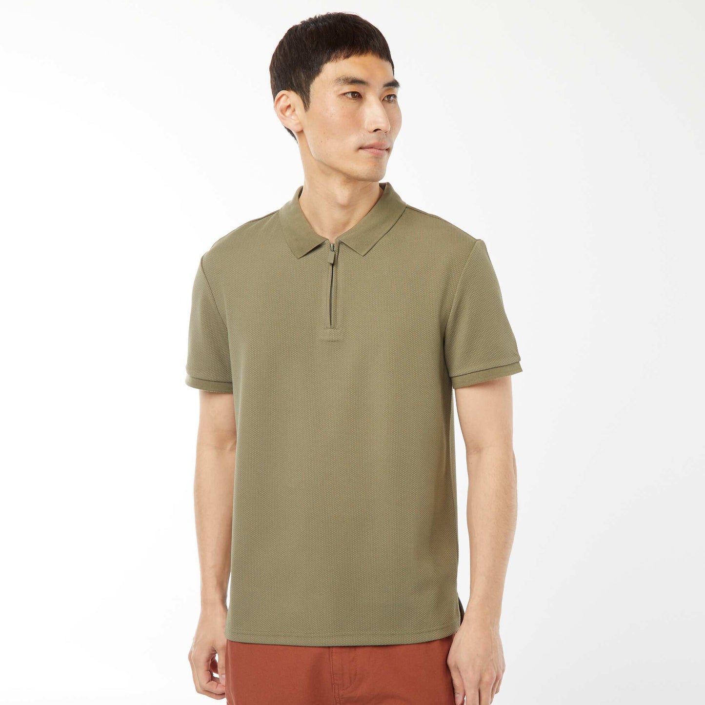Polo en nid d'abeilles et col zippé VERT