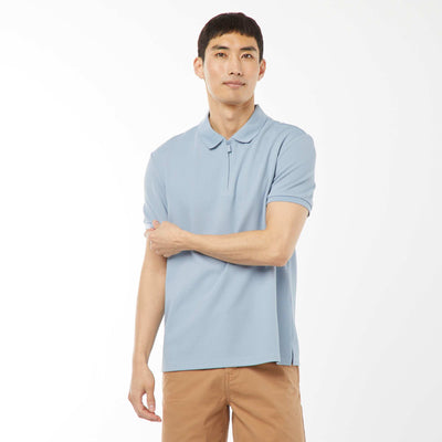 Polo en nid d'abeilles et col zippé BLEU