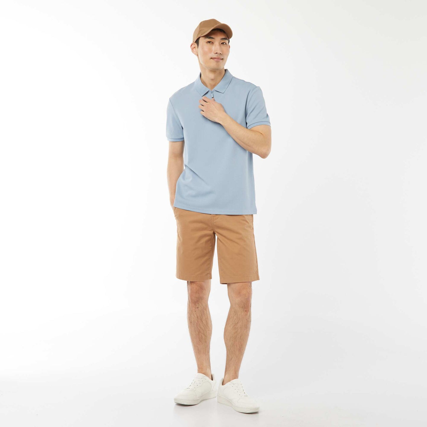 Polo en nid d'abeilles et col zippé BLEU