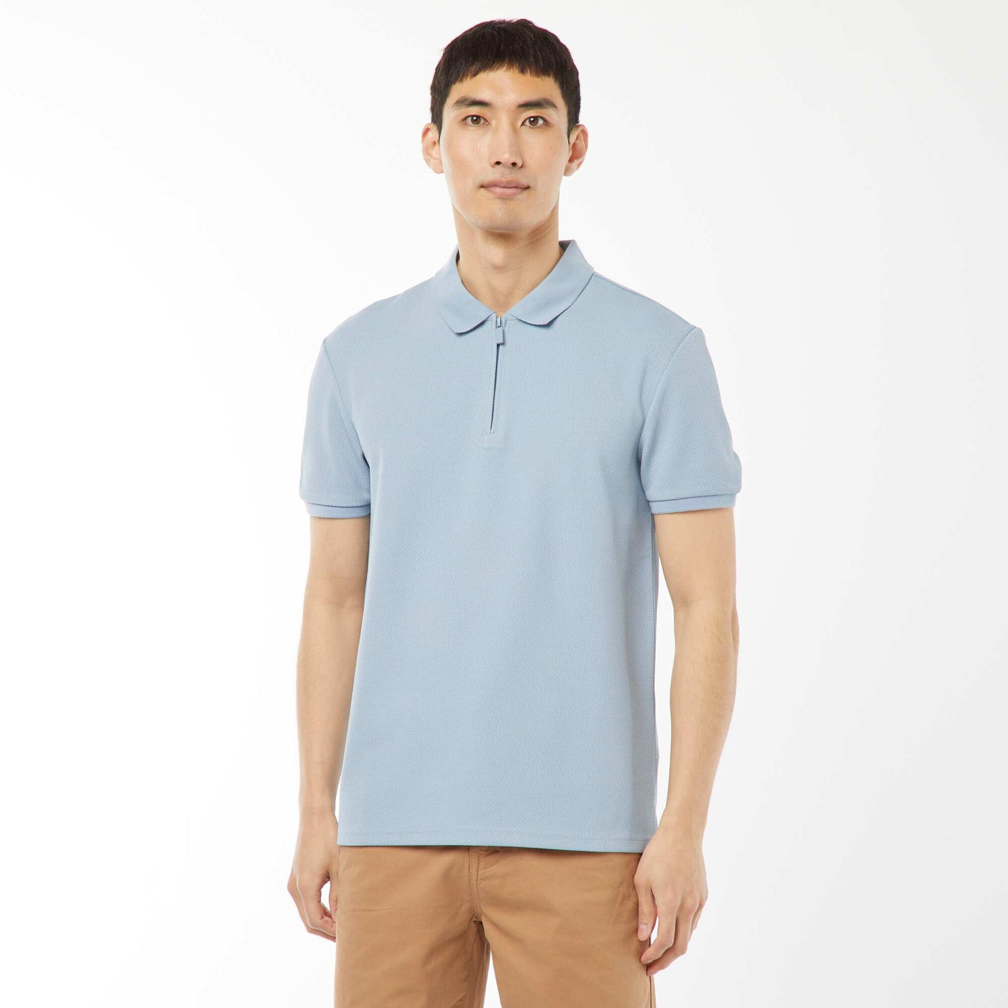 Polo en nid d'abeilles et col zippé BLEU