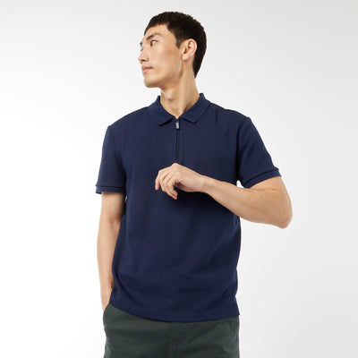 Polo en nid d'abeilles et col zippé NOIR