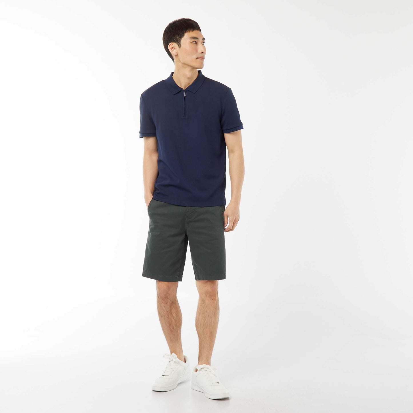 Polo en nid d'abeilles et col zippé NOIR